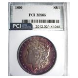 1896 Morgan PCI MS65 Golden Purple