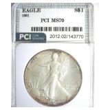 1991 Silver Eagle MS70 LISTS $1550