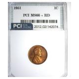 1951 Cent MS66+ RD LISTS $285