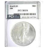 1990 Silver Eagle MS70 LISTS $3850