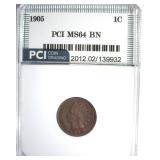 1905 Cent MS64 BN LISTS $140