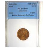 AH1293//35 1/20 Qirsh NNC MS65+ RD Egypt