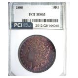 1886 Morgan PCI MS65 Golden Purple