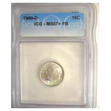 1960-D Dime ICG MS67+ FB LISTS $650