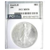 1990 Silver Eagle MS70 LISTS $3850