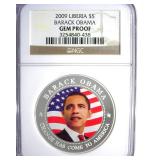 2009 $5 NGC Gem Proof Liberia Barack Obama