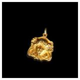 Art-Nouveau 20K Gold Maiden-Head Diamond Locket...