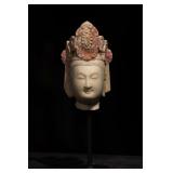 Northern Qi Painted White Marble Bodhisattva Head