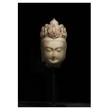 Northern Qi Painted White Marble Bodhisattva Head
