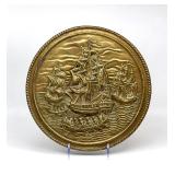 British Brass High-Relief Wall Plaque with...