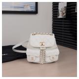 Chanel Duma Backpack, White Caviar-Grain...