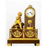French Empire Style Gilt Bronze Mantel Clock...