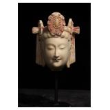 Northern Qi Painted White Marble Bodhisattva Head