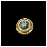 Victorian Period 18K Gold Blue-Enamel...