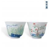 Two Cups Painted with Florals, Inscribed 'Made...