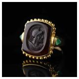 Victorian 18K Gold Agate Cameo Ring