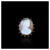 Victorian Gold-Set Conch-Shell Cameo Brooch,...
