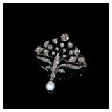 Early-Victorian Silver-upon-Gold Diamond Spray...