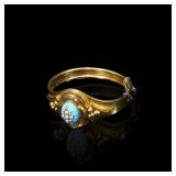 British Victorian 14K Gold Blue Enamel Natural...