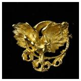 Art Nouveau (1880-1920) Hand-Carved 18K Gold...