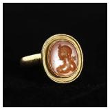 Ancient Roman 22K Gold Ring with Agate Intaglio...