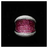 Retro Period 18K Gold Ruby and Diamond...