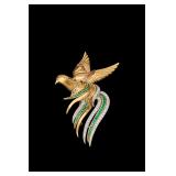 European Retro Period 18K Gold Phoenix Brooch...