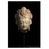 Northern Qi Painted White Marble Bodhisattva Head