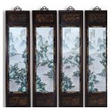 Four Porcelain Plaques Painted with Landscapes,...