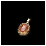 Victorian Gold Filigree Sardonyx Cameo Locket...
