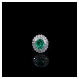 Edwardian Emerald Double-Cluster Diamond Ring,...