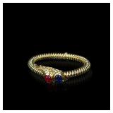 14K Gold Bracelet Set with Rubies and Sapphires