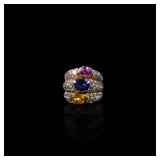 18K Gold Ring Set with Fancy Sapphires and...