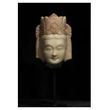 Northern Qi Painted White Marble Bodhisattva Head