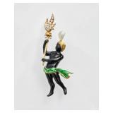French 1950s 18K Blackamoor Enamel, Pearl and...