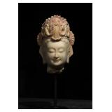 Northern Qi Painted White Marble Bodhisattva Head