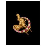 European Retro Period 18K Ruby and Diamond...