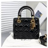 Dior Four-Cannage Lady-Dior, Black Glazed...