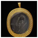 18K Gold Pendant with Banded-Agate Intaglio of...