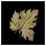 Three-Dimensional Gilt Carved Gold Leaf Brooch...