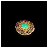 19th-Century Indian-Style Filigree Gold Brooch,...