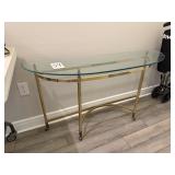 54' Glass & Brass Sofa Table