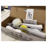 Shower cleaning wand with attachments