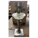 12" Vintage Untested Marble Glass Lamp / no Ship