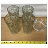 Four piece glass ware and Ashe tray