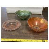 Lot of three carnival glass