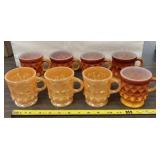 Eight piece fire king decorative cups