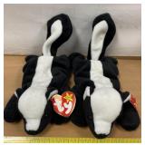 Pair of skunk TY Beanie baby