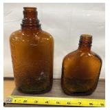 Pair of brown glass bottles