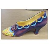 5in. Beautiful Purple & Yellow Glass Shoe